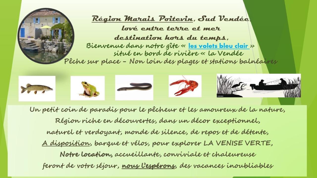 Marais Poitevin Bord Riviere Peche ,Barque, Velos, Wifi, Linge, Cheminee, Cuisine, Terrain De Boules La Taillee 外观 照片